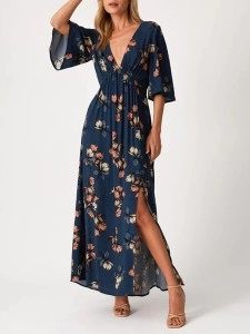 2024 Women's V-neck printed dress