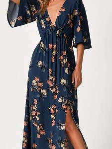 2024 Women's V-neck printed dress