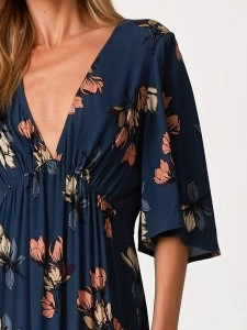 2024 Women's V-neck printed dress