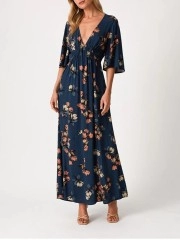 2024 Women's V-neck printed dress