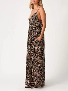 2024 Women's V-neck printed lace dress