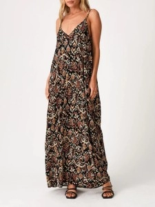 2024 Women's V-neck printed lace dress