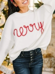 White Script Sweater White Script Sweater