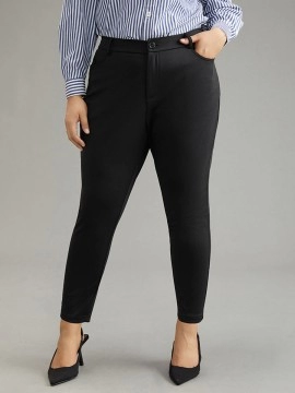 Black elegant minimal pants High spring pencil pan..