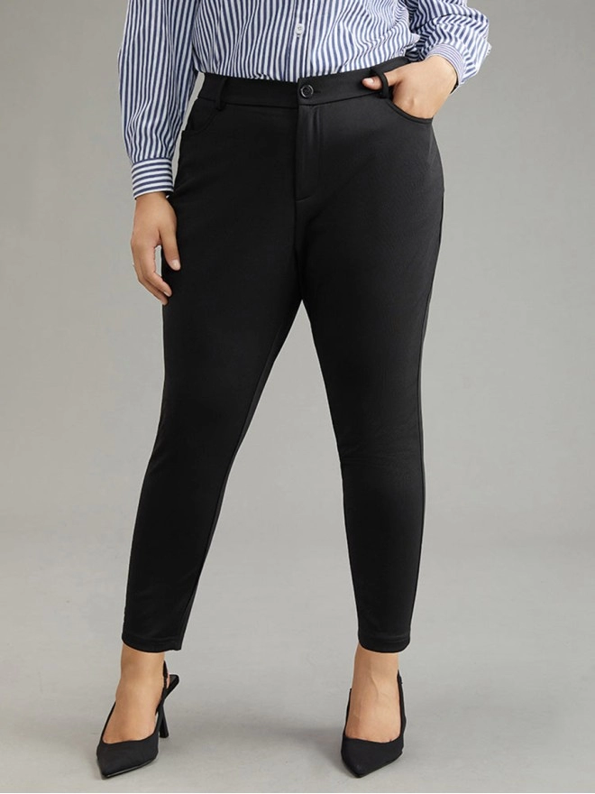 Black elegant minimal pants High spring pencil pants