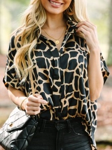 Black Giraffe Print Blouse Black Giraffe Print Blouse