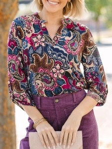 Wine Red Paisley Blouse Wine Red Paisley Blouse