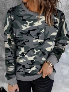 Casual camouflage print crew neck sweatshirt Casual camouflage print crew neck sweatshirt