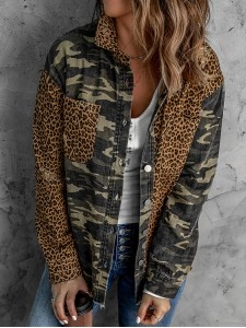 Casual leopard print patchwork camouflage jacket Casual leopard print patchwork camouflage jacket