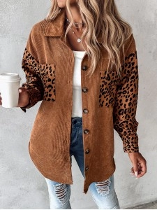 Casual leopard print patchwork corduroy jacket Casual leopard print patchwork corduroy jacket
