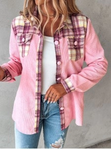 Casual pink plaid review corduroy jacket Casual pink plaid review corduroy jacket