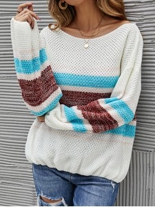 Color Block Boat Neck Knit Top Color Block Boat Neck Knit Top