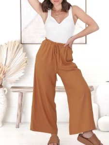 Cotton and linen high-waisted trousers Cotton and linen high-waisted trousers