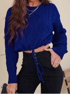 Drawstring Round Neck Sweater Drawstring Round Neck Sweater