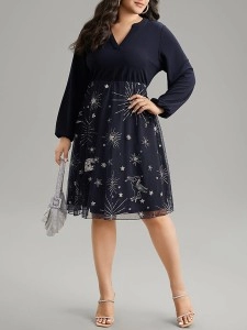 Elegant senior patchwork dress