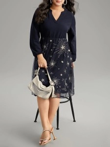 Elegant senior patchwork dress