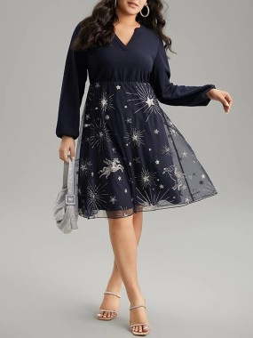 Elegant senior patchwork dress