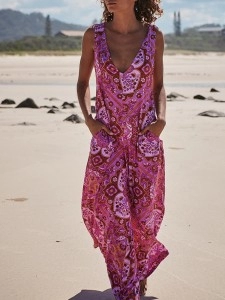 Red floral camisole jumpsuit Red floral camisole jumpsuit