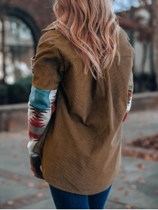 Vintage ethnic print corduroy jacket
