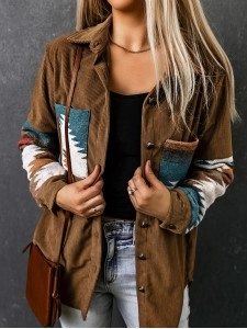 Vintage ethnic print corduroy jacket