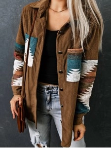 Vintage ethnic print corduroy jacket