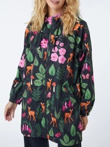 Winter Floral Print Raincoat