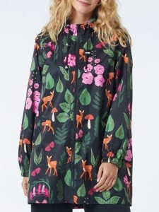 Winter Floral Print Raincoat
