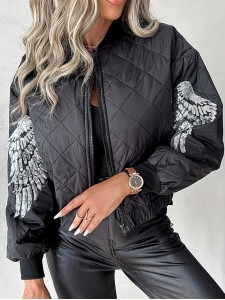 Women's Casual Sequined Wings Pattern Jacket